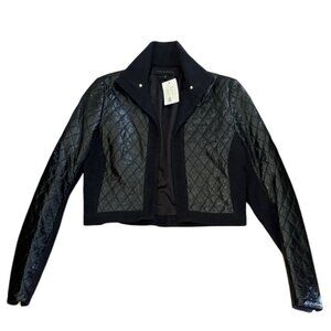 NWT Elise Overland Quilted Cropped Patent Leather Jacket
